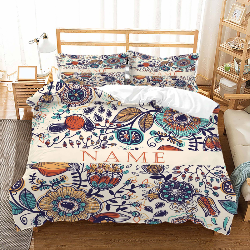 Customized 3-piece Creative Landscape Pattern Custom Name Printing Duvet Cover Soft And Breathable Machine Washable, Suitable For Home Decoration_voghion.com