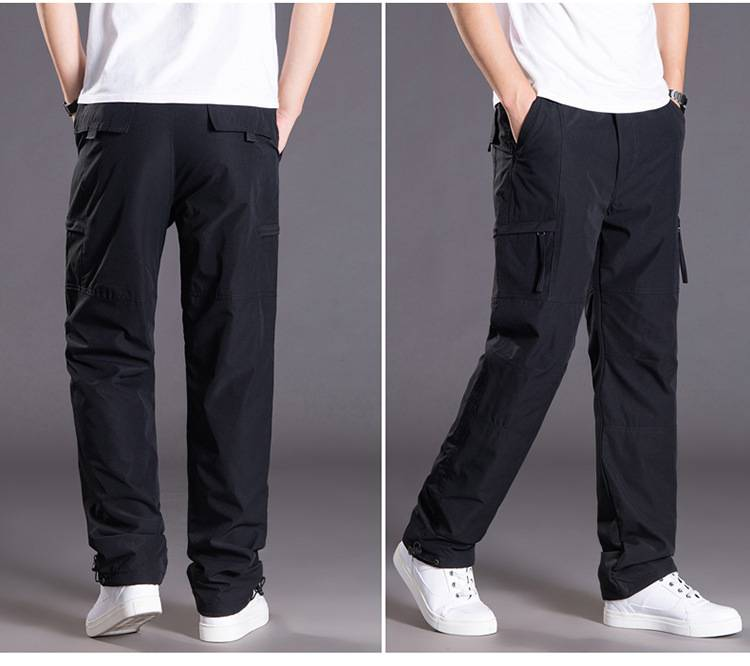 Winddichte und wasserdichte Outdoor-Fleece-Softshellhose, gerade Winter-Freizeithose, Multi-Bag-Arbeitskleidung für Herren_voghion.com