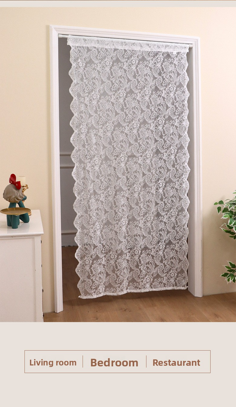 Lace Door Curtain – Elegant Polyester Voile Panel With Peacock Feather Design For Living Room, Bedroom, Entryway – Romantic Princess Style_voghion.com