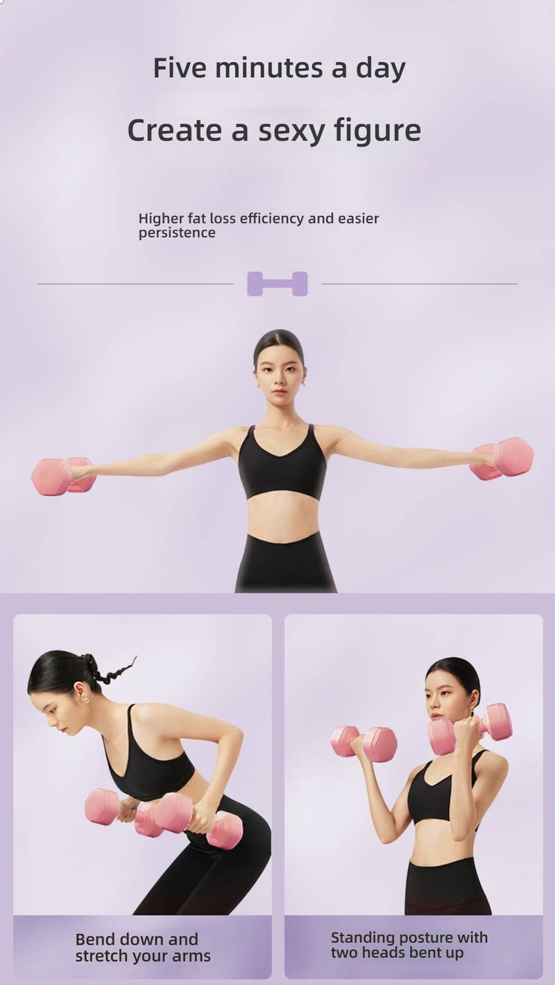 Set di manubri in PVC con impugnatura morbida per donne e adolescenti - 4 colori, regolabili da 1 a 4 kg, allenamento a casa per braccia e addominali (lilla/rosa/blu/verde)_voghion.com