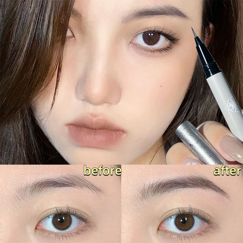 Matita per sopracciglia ultra liquida sottile 1PC penna per sopracciglia con sbavature impermeabili tatuaggio cosmetico marrone scuro colore grigio s_voghion.com