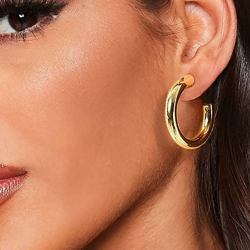 Orecchini con fibbia a forma di C orecchini in oro 14K, accessori ad anello circolare_voghion.com