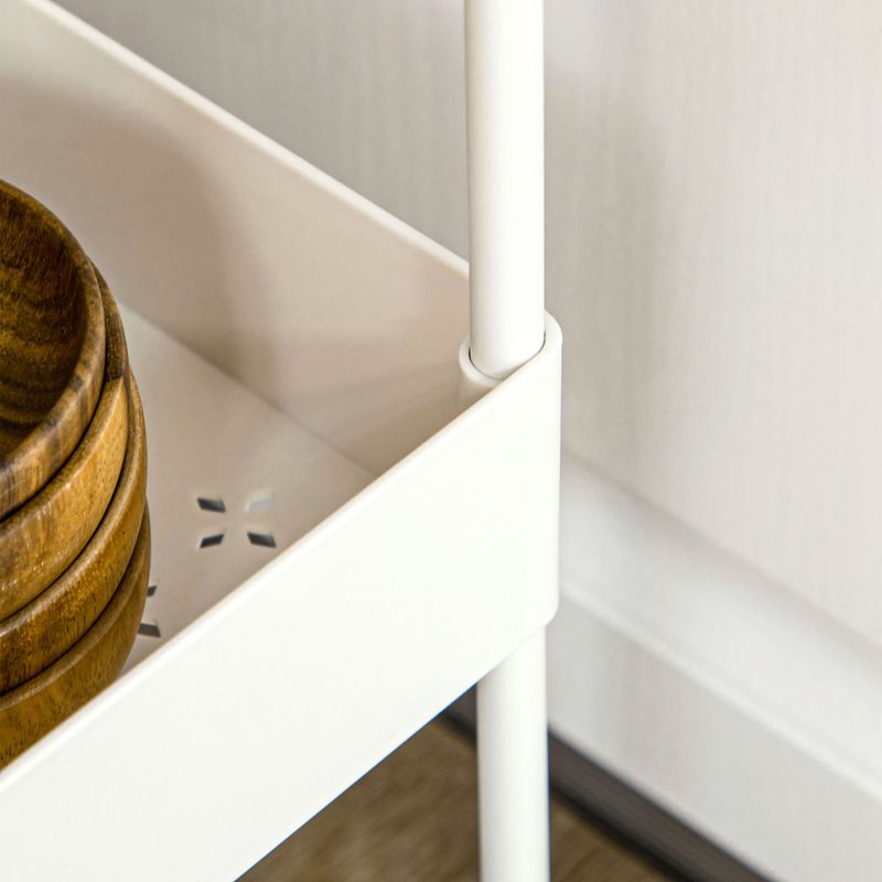 Rollwagen Küchenregal 4 Ebenen Mit Rollen Und Bremsen, Blanc_voghion.com