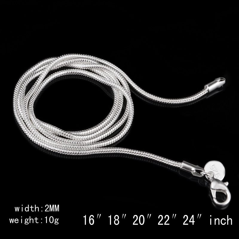 Mote 1MM 2MM sierbelagt glatt slangekjede stemplet choker halskjede til kvinner smykker 16 18 20 22 24 26 28 30 tommer_voghion.com