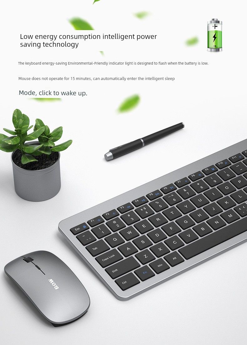 Bow Rechargeable Wireless Keyboard Mute Ultra-Thin Laptop USB External Key Mouse Suit_voghion.com