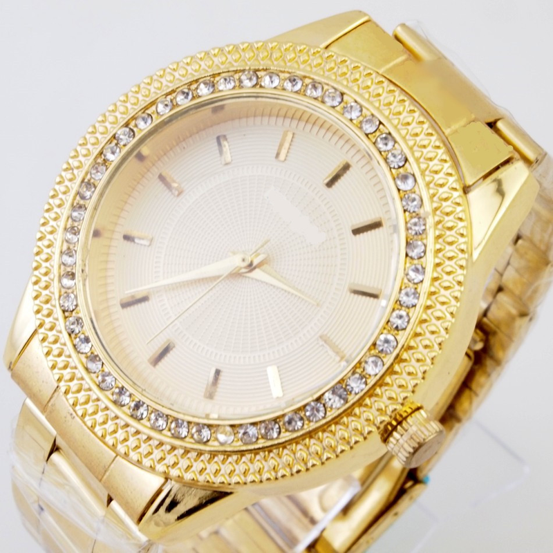 Speciaal geprijsd heren modieus roestvrij staal goud luxe ingelegd Engels horloge_voghion.com