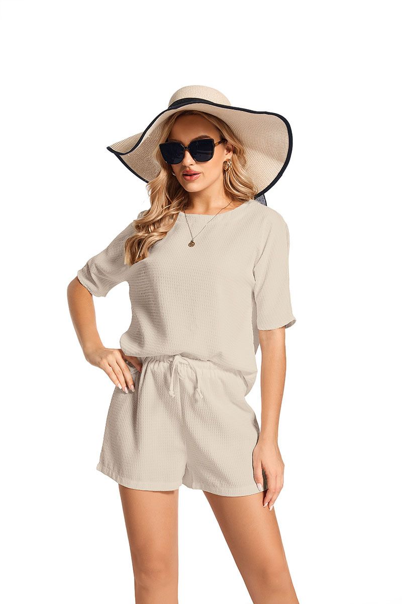 abbigliamento da donna abiti a maniche corte camicie a pipistrello alla moda da donna pantaloncini alla moda abiti a due pezzi_voghion.com