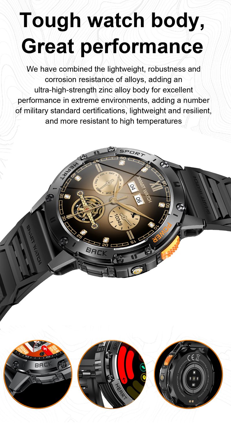 2025 New Smart Watch Men Outdoor 530mAh Large Battery Bluetooth Call Sport Fiess Bracelet AMOLED Screen Flashlight_voghion.com