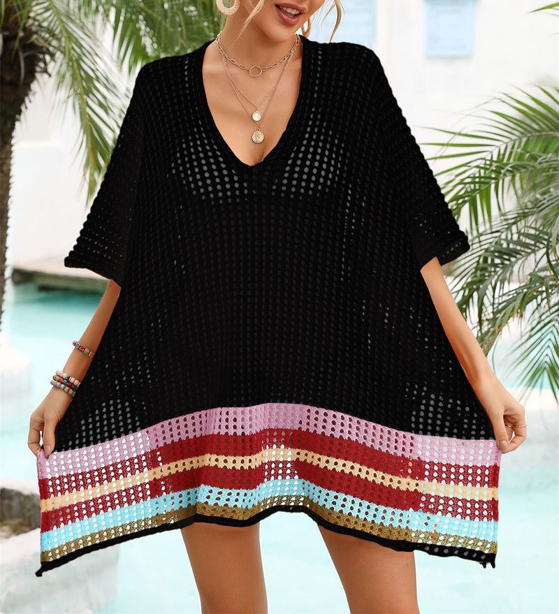 "Women's Loose Beach Cover-Up Knit Crochet Bikini Swimsuit Wrap Lightweight Breathable Summer Boho Style"_voghion.com