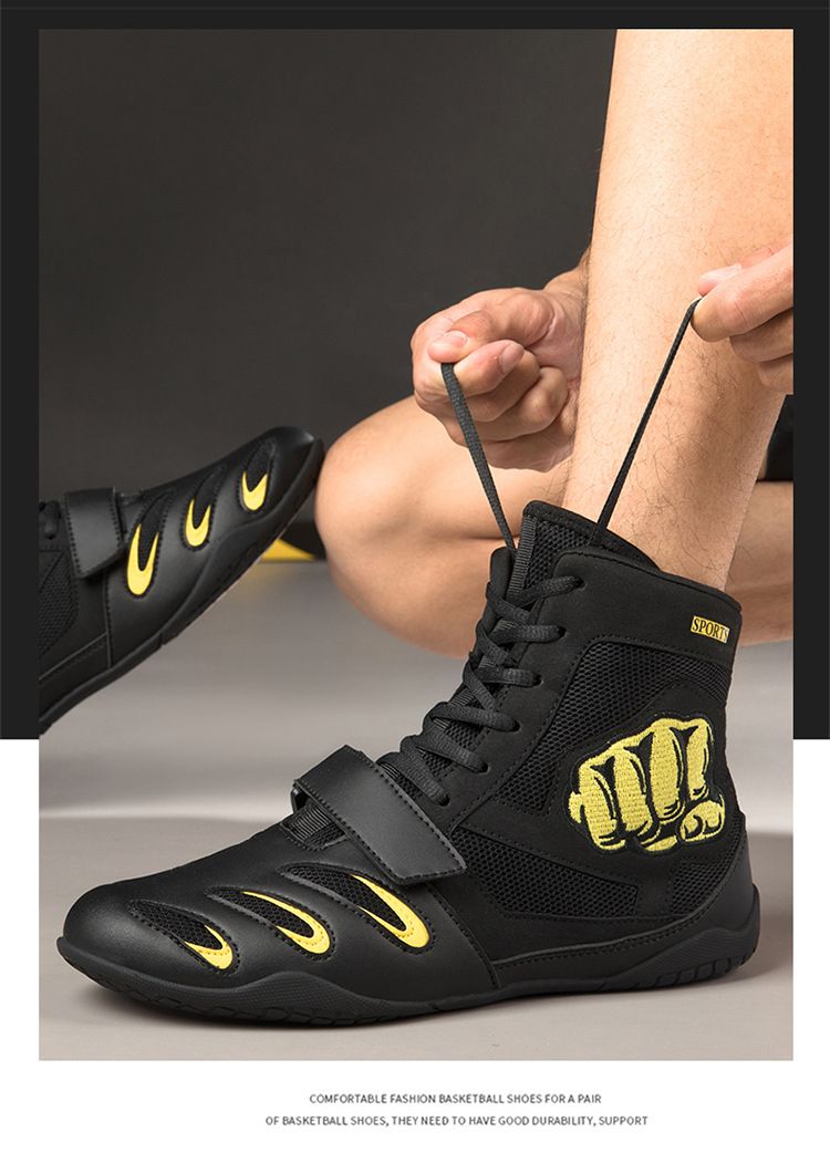 Chaussures d'entraînement de compétition de lutte haut de gamme Sanda pour hommes de boxe professionnelle, chaussures de combat fitness Muay Thai pour hommes_voghion.com