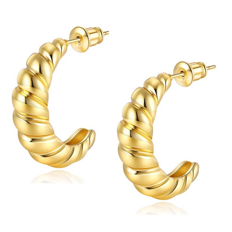 Dicker Gold-Reifen-Retro-Kalt-Nische High-End-Ohrringe Ohrschnallen_voghion.com