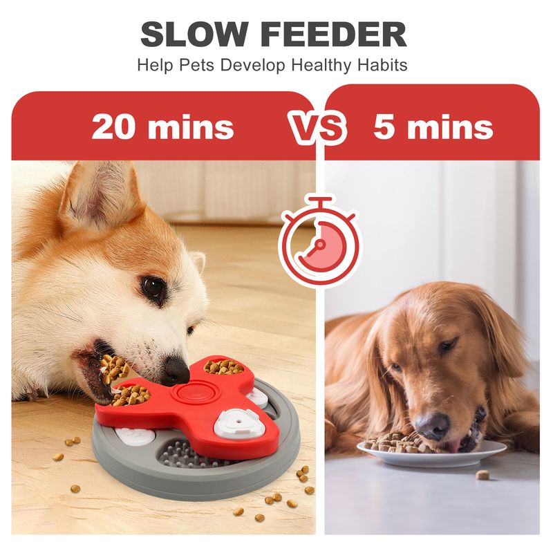 Neu Haustier Langsam Anti-Choke Katze Hund Schüssel Puzzle Feeder Rotierenden Fütterung Gericht Spielzeug_voghion.com