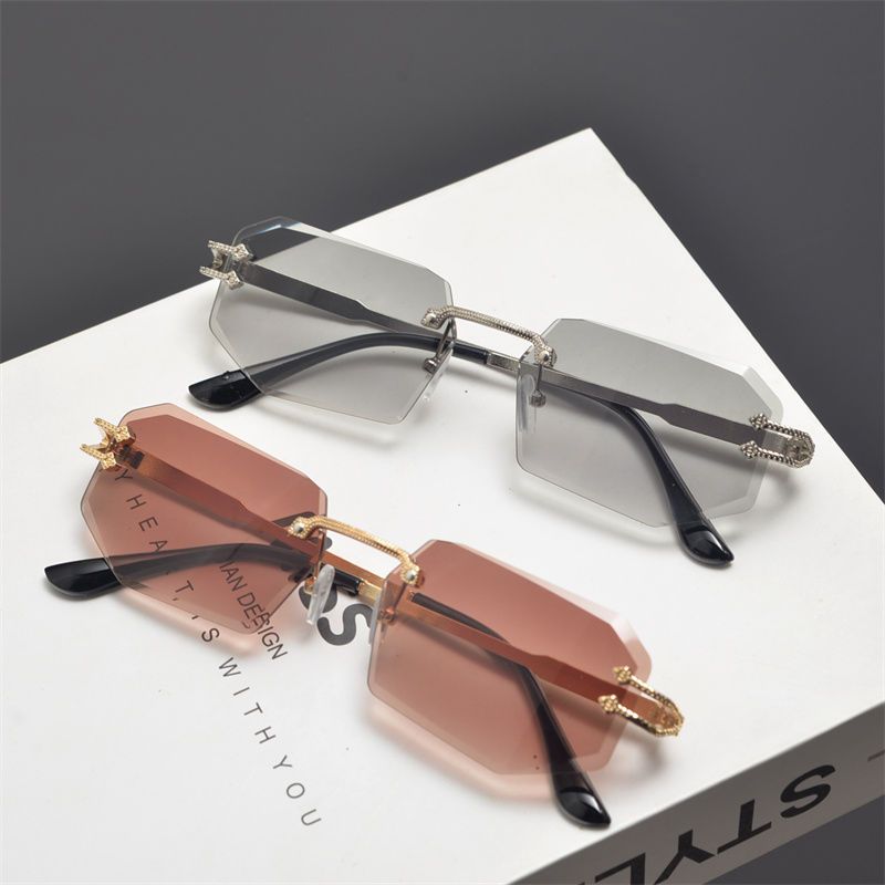 Sommer Rechteckige Randlose Sonnenbrille Modetrend Sonnenbrille_voghion.com