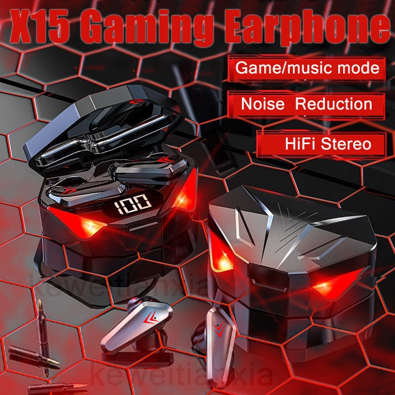 X15 TWS draadloze Bluetooth-headset met LED-display Gamer voor Android iPhone Xiaomi Redmi ruisonderdrukkingsmicrofoon_voghion.com