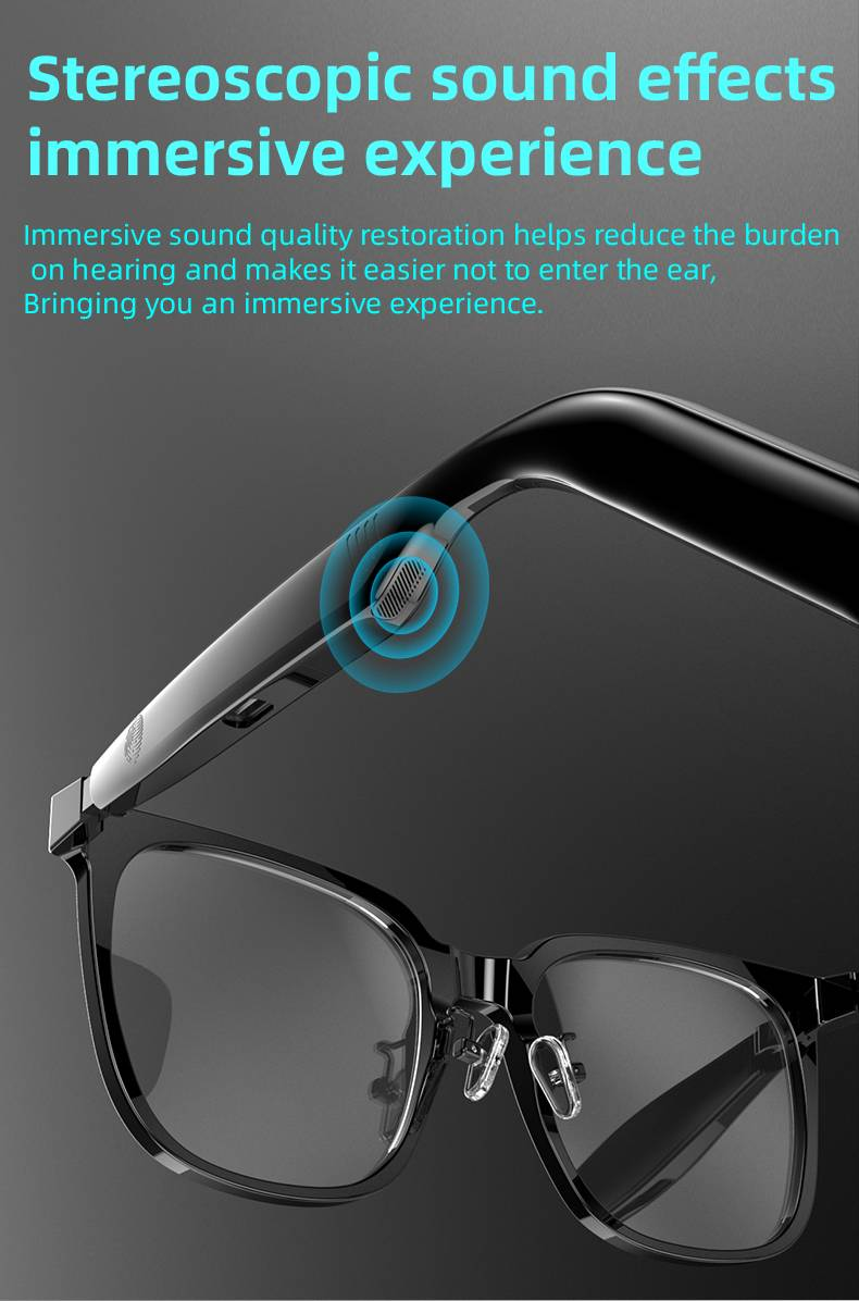 Ochelari de soare inteligenți, ochelari de soare Bluetooth fără fir, cu urechi deschise, muzică și apeluri hands-free, cu protecție UV pentru exterior și control vocal pentru bărbați și femei_voghion.com