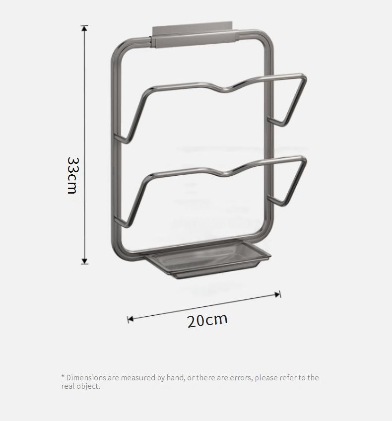 Wall Mounted Pot Lid Holder With Drip Tray - 3-Tier Space-Saving Kitchen Organizer For Cutting Boards, Cookware Lids & Utensils_voghion.com