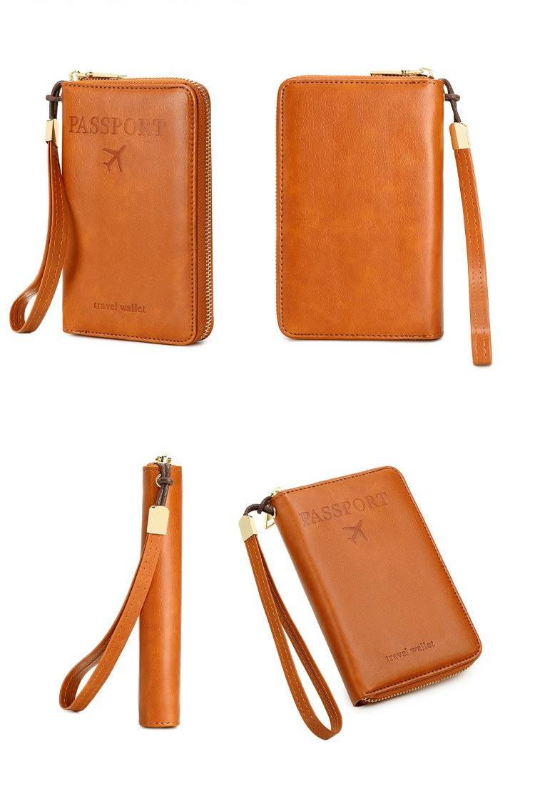 Schlanke RFID-blockierende Reisepasshülle mit Reißverschluss – Leichte Reisedokumentenmappe, Geldbeutel, multifunktionale Reisepasstasche_voghion.com