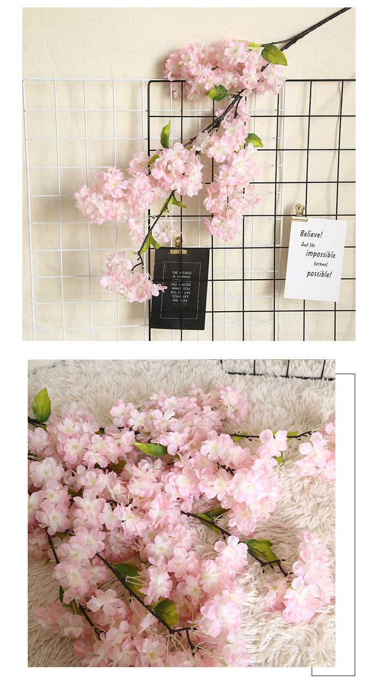 Simulato fiore di ciliegio simulato fiore pianta bonsai decorazioni di nozze INS stile pianta parete casa fiore rosa MW38959_voghion.com