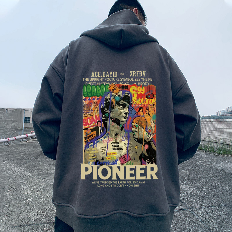 Nuova giacca con cappuccio da uomo primavera e autunno con cappuccio con cerniera, giacca oversize con cappuccio sottile da coppia ampia_voghion.com
