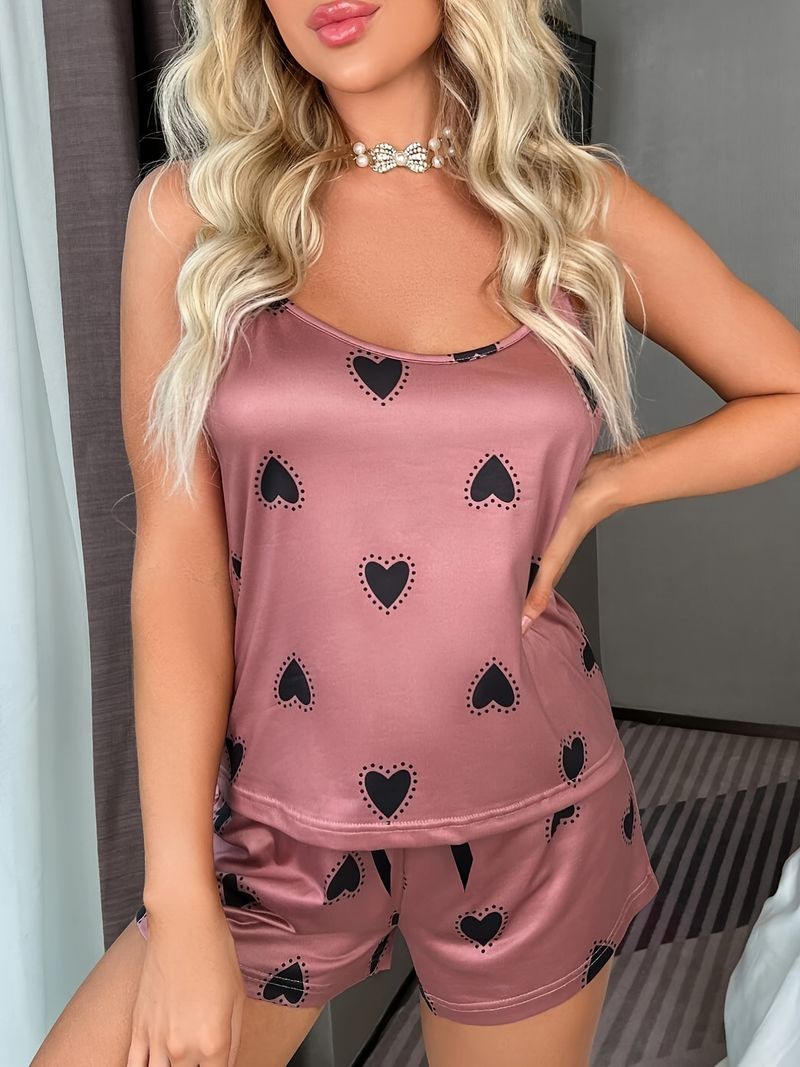 Modieus nieuw product Melk Zijde Liefde Bedrukt Grote Dames Pyjama Set met Ronde Hals Draagt Home Fury_voghion.com
