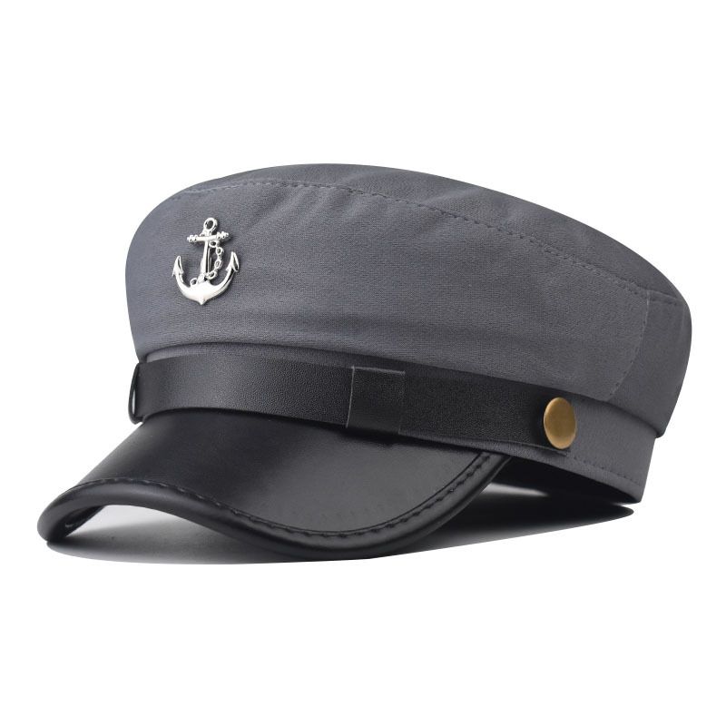 Militärhut mit Ankermotiv, vielseitige Baskenmütze mit Persönlichkeit, dünner britischer Modehut für Damen im Frühling_voghion.com