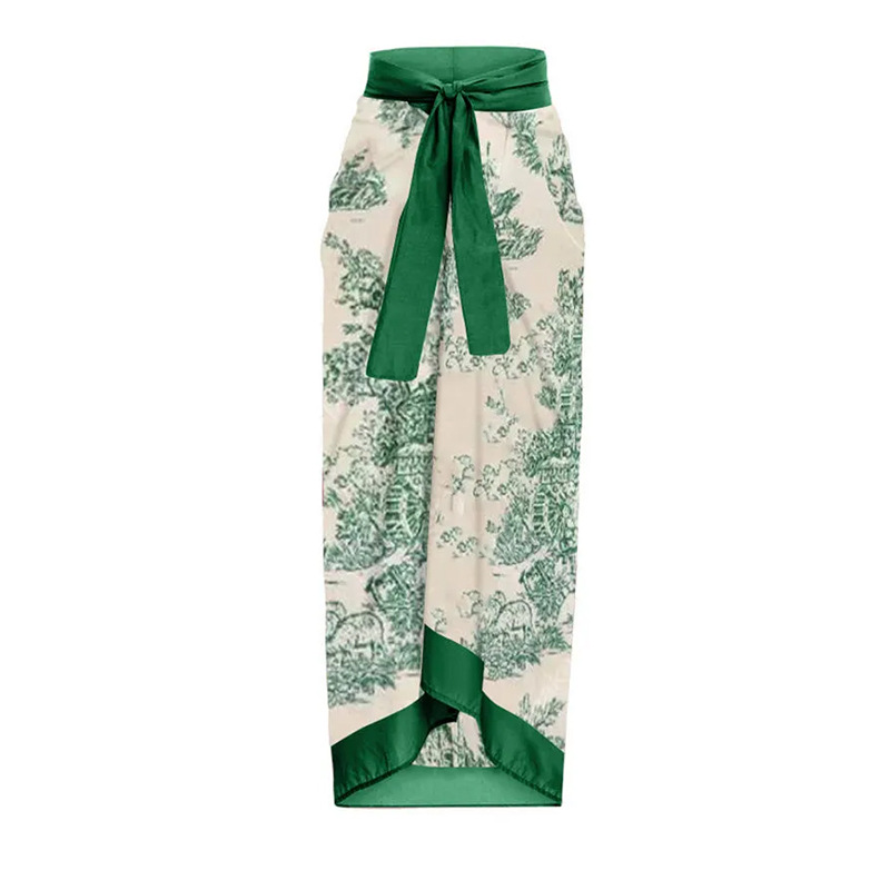 2023 new one-piece swimsuit women's conservative and slim print with steel support hard wrap swimsuit chiffon skirt_voghion.com