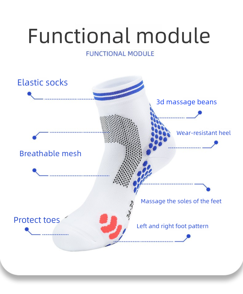 Sport professionali per uomini e donne, calzini da ciclismo a compressione con fondo in asciugamano per escursionismo e corsa, calzini corti da badminton_voghion.com