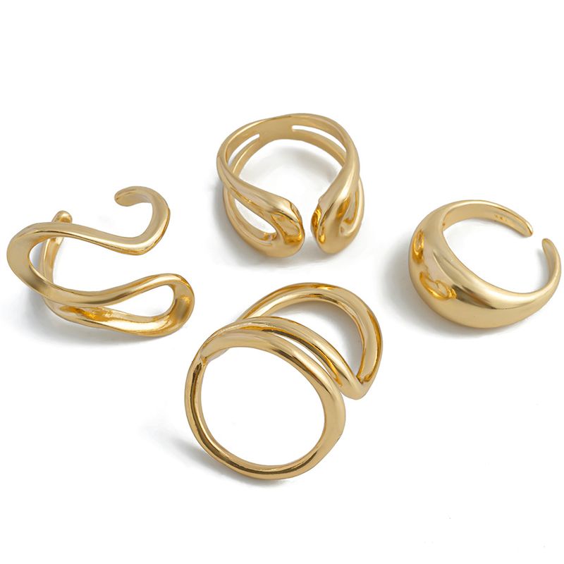 Ingemark 4 stuks vintage onregelmatige C-vorm open set vrouwen creatieve geometrische vingerknokkelring paar sieraden accessoires_voghion.com