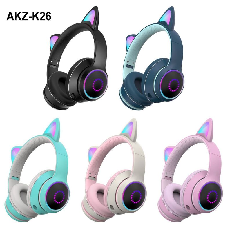 Cuffia Bluetooth per e-sport senza fili, cuffie da gioco per computer con orecchie di gatto femmina ad alta bellezza (pane a forma di orecchie di gatto al vapore)_voghion.com