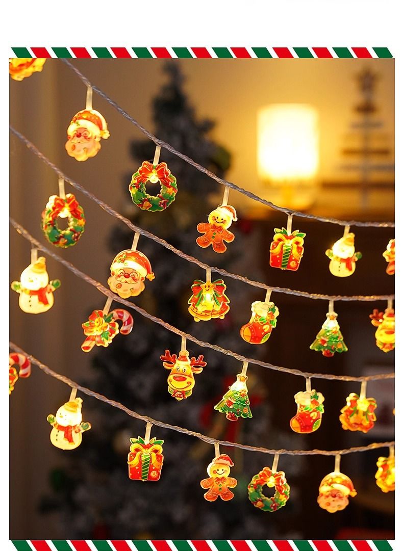 Decorative Christmas Tree Hanging Warm Light Acrylic Snowman Decoration Props Elderly Reindeer Colorful String Lights_voghion.com