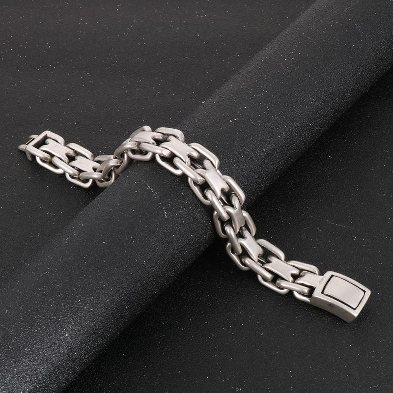 Men's Stainless Steel Bracelet With Vintage Chain Design - Punk Style Titanium Steel Cuff For Bold And Edgy Look - Sizes 10mm-20mm_voghion.com