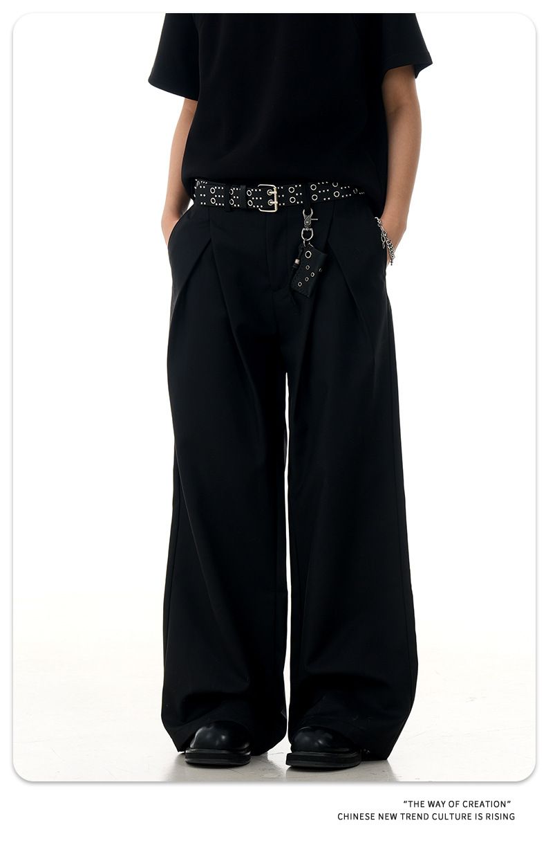 Klassische A-Linien-Bundfaltenhose für Damen & Herren – Gerader Schnitt, lockere Passform, knitterfrei & stylischer gestapelter Saum_voghion.com