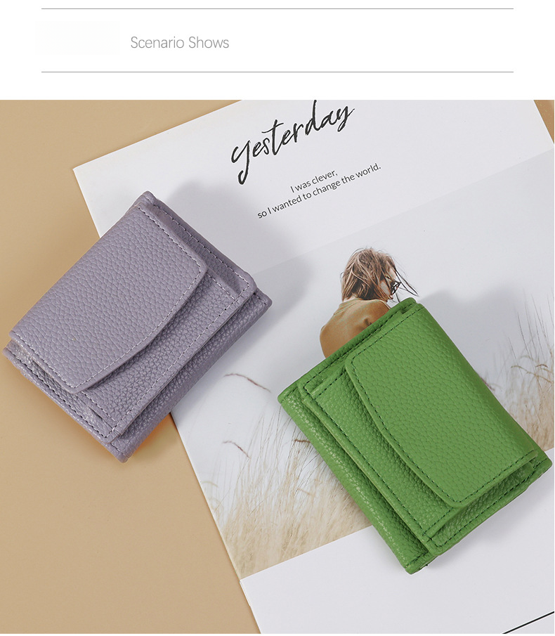 2024 New Small Wallet Instagram Women's Fashion Japanese Student Litchi Pattern Women's Wallet Card Bag Change Bag Wallet_voghion.com