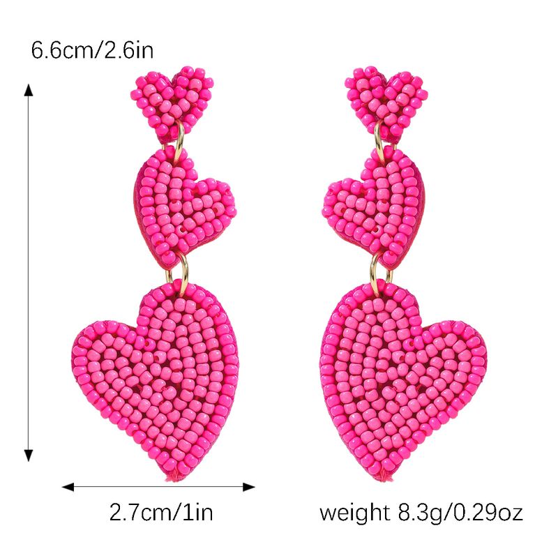Super exquisite multi layer handmade rice bead heart earrings sweet romantic creative niche earrings Valentine's Day_voghion.com