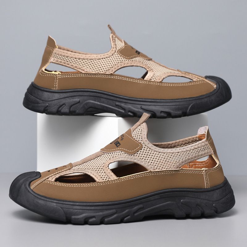 Sandali estivi traspiranti da uomo con punta, scarpe traforate, scarpe sportive antiscivolo e casual in rete cava per esterni_voghion.com