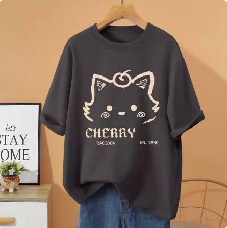 American Cartoon Short Sleeved T-shirt For Summer Design, Niche Chic Hong Kong Style Women's Base Shirt, Trendy Top_voghion.com