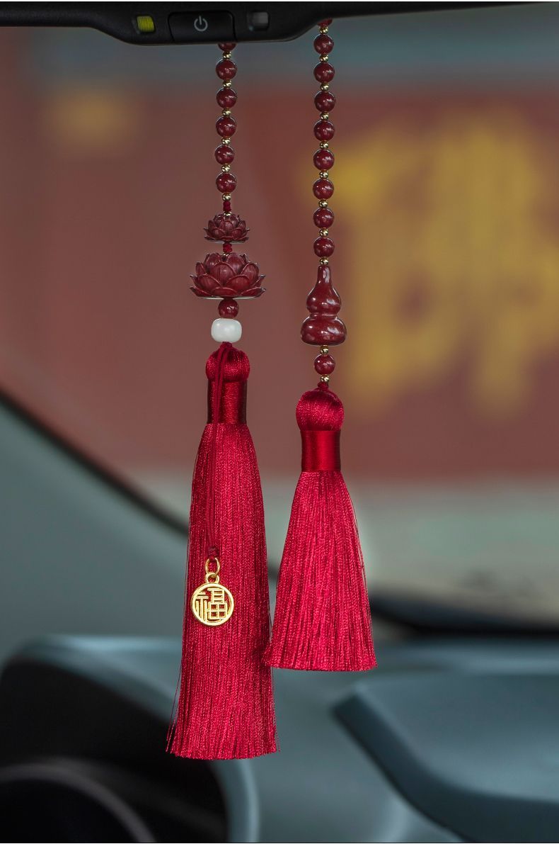 Hochwertiger Lotus Peace Zinnober-Anhänger, neues Modell, für Damen und Herren, zur Befestigung am Auto-Rückspiegel, als Geschenkidee_voghion.com