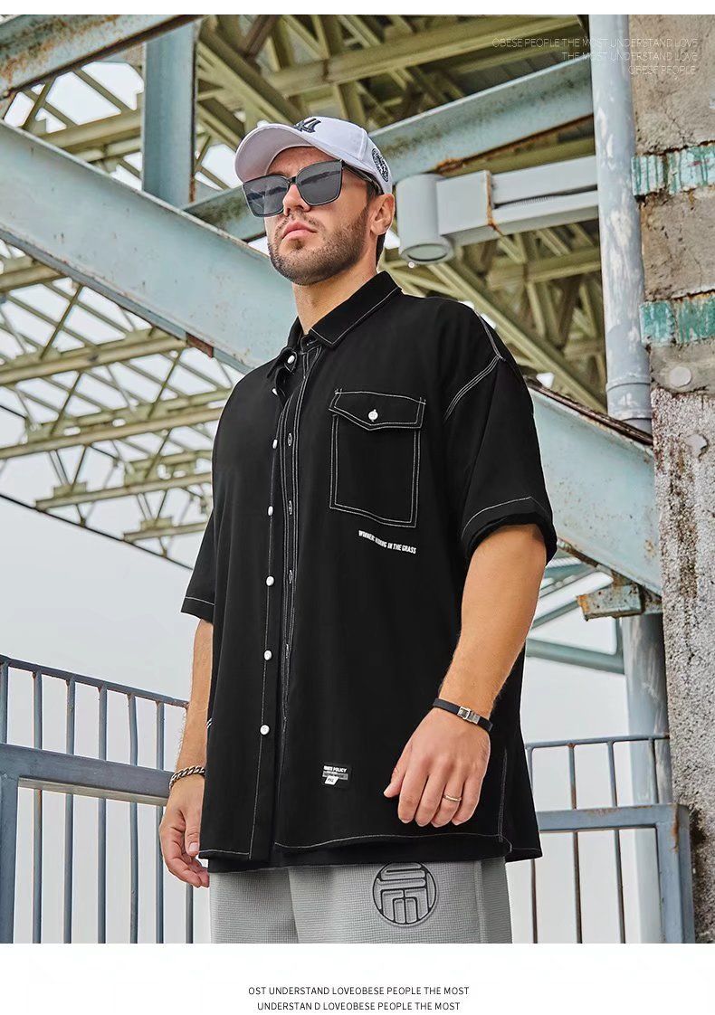 Camicia da uomo taglie forti a maniche corte, ampia, di alta qualità, in seta ghiacciata, casual, sottile_voghion.com