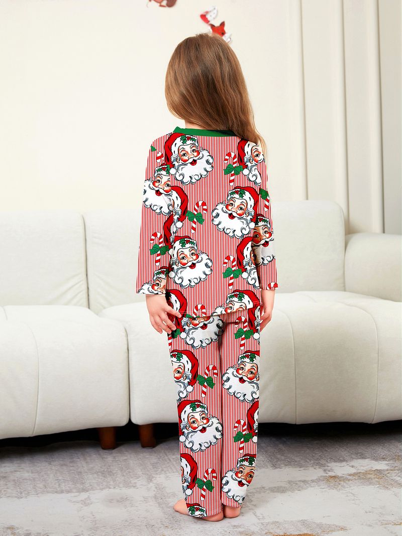 Flame Retardant Fabric New Christmas Children's Clothing, Two Piece Sets, Santa Claus Head Print And Full Flower Home Clothes_voghion.com