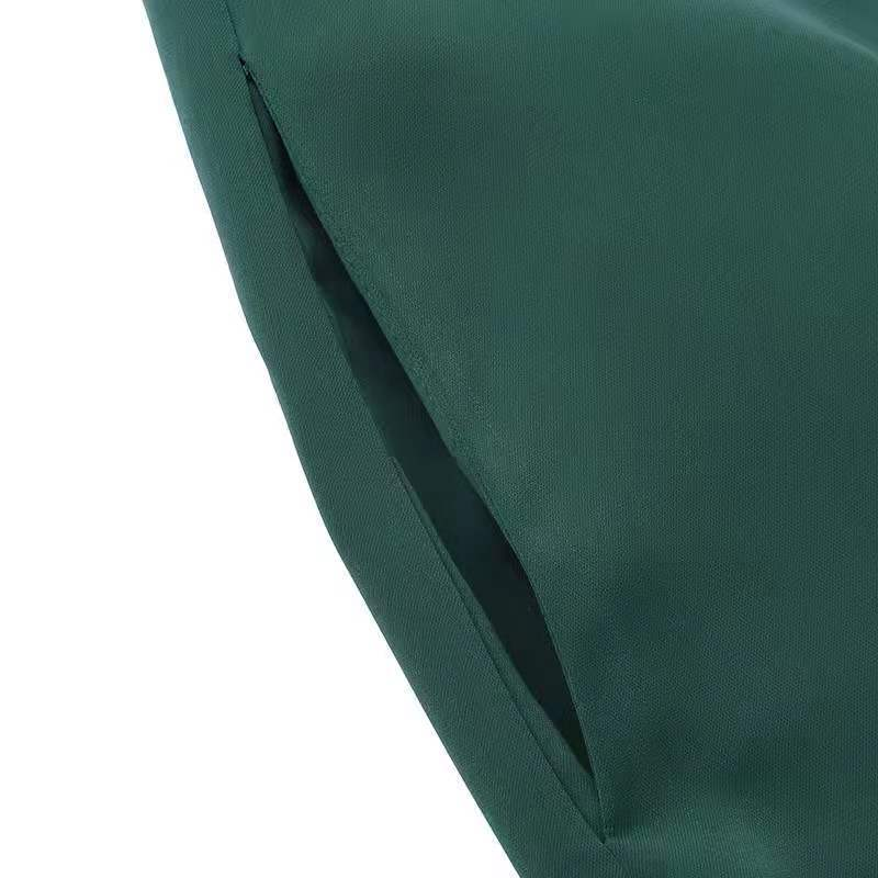 Damenkleid, einfarbig, Langarm, Tasche, Button-Down-Hemdkleid, lässige Robe_voghion.com