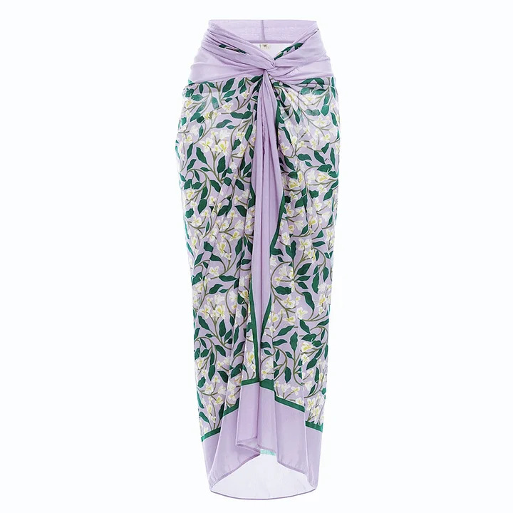 Women's 3D flower halter neck backless swimsuit and wrap skirt suit for women_voghion.com