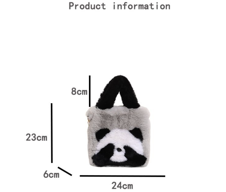 Panda flower plush shoulder bag cute girl messenger bag 2024 autumn and winter new furry bag contrast color handbag_voghion.com