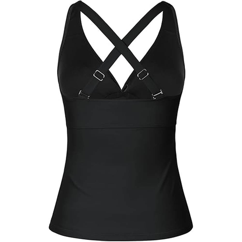 Damskie Tankini Stalowe Top Brzuch Modelujący Kostium Kąpielowy Seksowny Dekolt w Serek Krzyżowy Tylko Stroje Kąpielowe_voghion.com