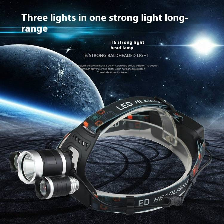 T6 LED Headlamp - 3-Light Rechargeable Head Torch With Zoom, 1000 Lumens For Night Fishing, Camping & Outdoor Activities (Adjustable, Hands-Free)_voghion.com