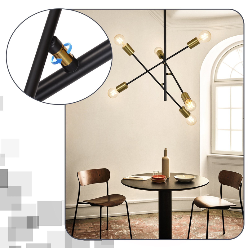 Glitzerlife Pendelleuchte Schwarz Esstisch 6 Flammig Vintage E27 Hängelampe Hängeleuchte_voghion.com