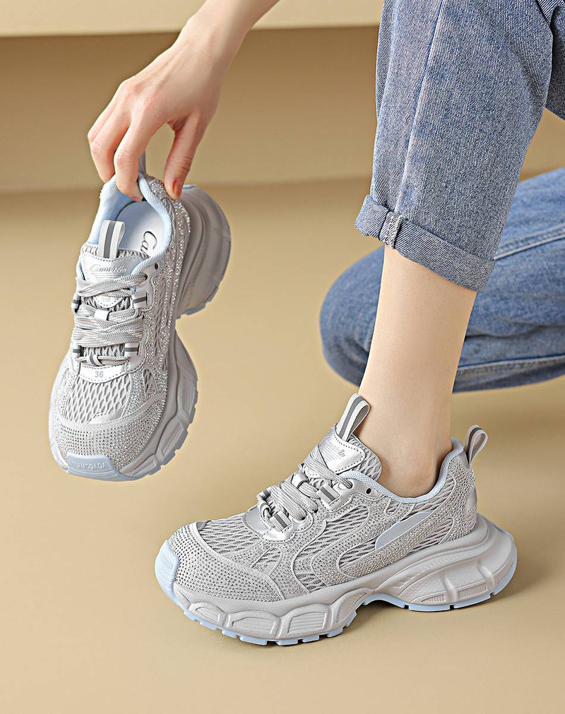 Cameido Women's Silver Ultra-Fine Round-Toed Casual Shoes For Daily Commuting_voghion.com