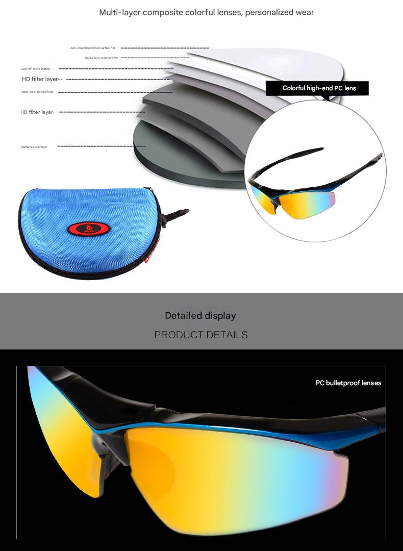 NOKO - Occhiali da ciclismo, occhiali da escursionismo polarizzati, set di lenti intercambiabili senza montatura, compatibili con occhiali miopi e occhiali da moto._voghion.com