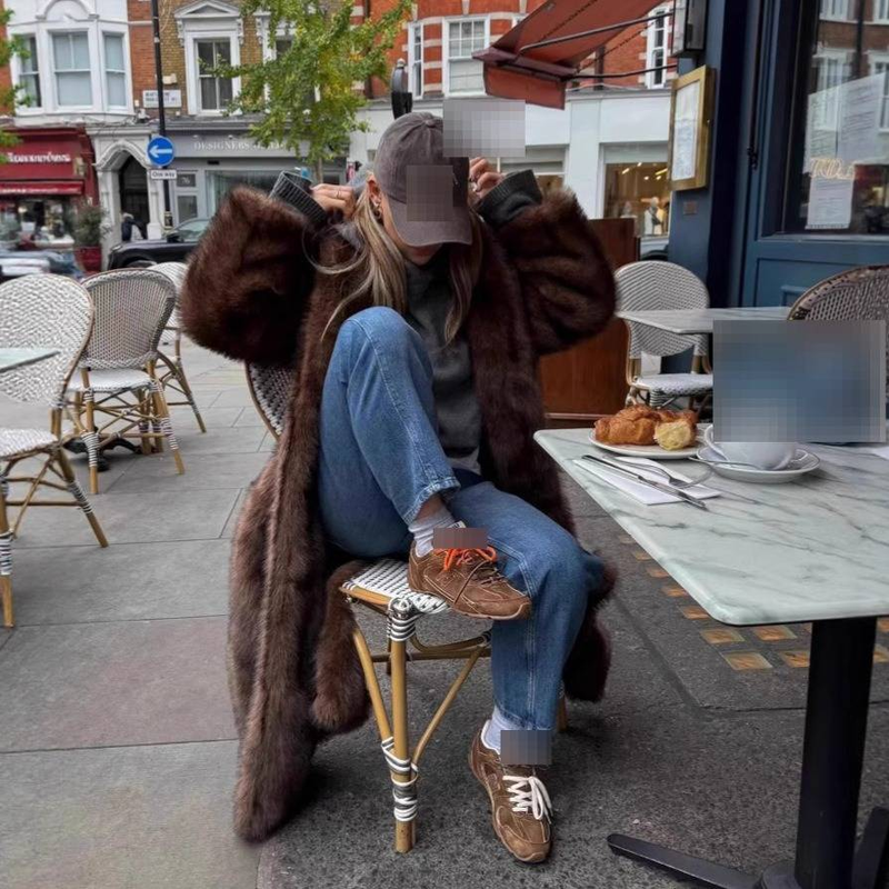 Cappotto di pelliccia sintetica di lusso da donna, lungo e morbido, in pelliccia di volpe, oversize, casual, invernale, con tasche, cappotto di pelliccia di volpe allungato casual da donna, ampio_voghion.com