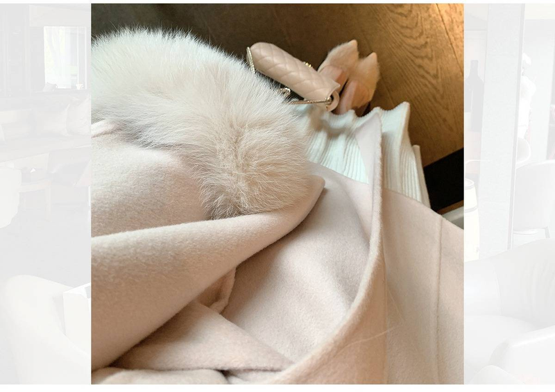 Luxury Double-Faced Cashmere Coat For Women – Winter Wool Blend Overcoat With Fox Fur Trim_voghion.com