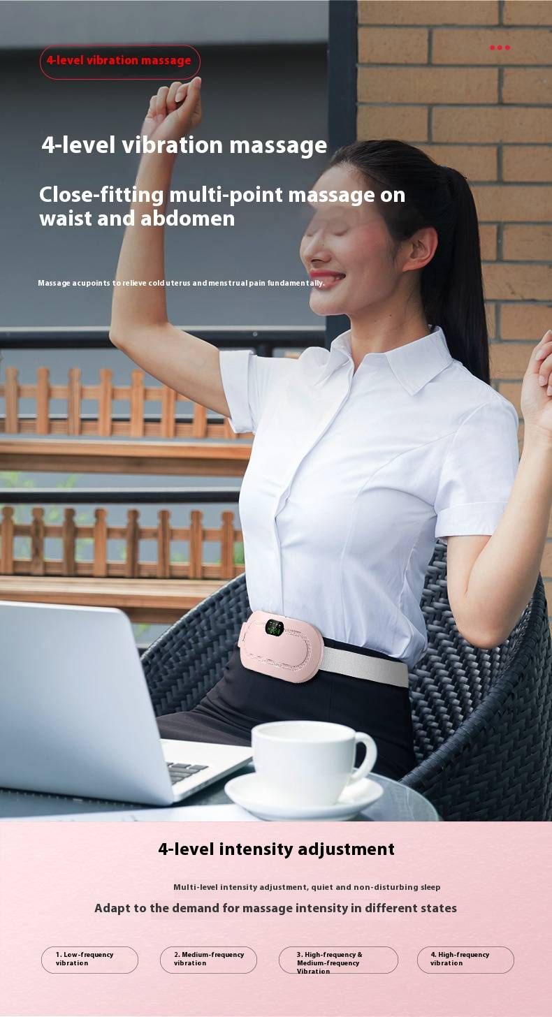 Cinto de aquecimento inteligente para mulheres - alívio de dores menstruais e de maternidade com 3 temperaturas - massagem vibratória e recarregável - faixa ajustável na cintura_voghion.com